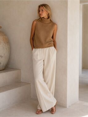 Ralph Lauren Cashmere Sleeveless Turtleneck | Camel | Medium
